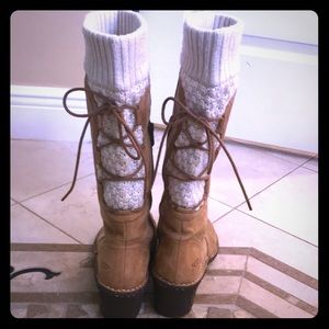 UGG Tall Tan Leather Wedge Boots